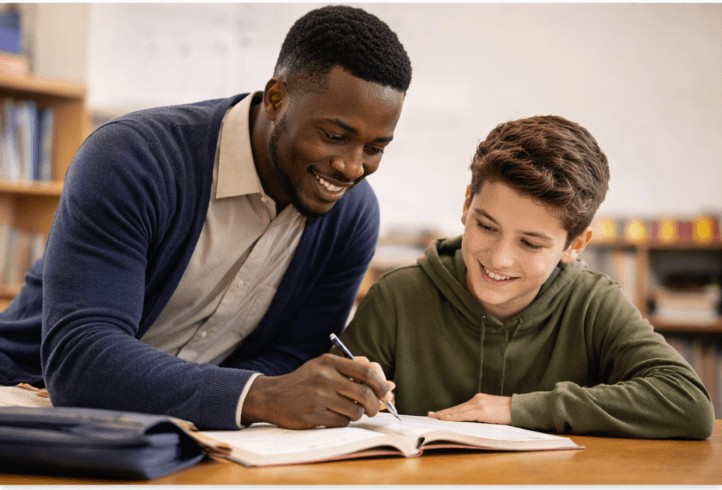 Educator helping a student learn